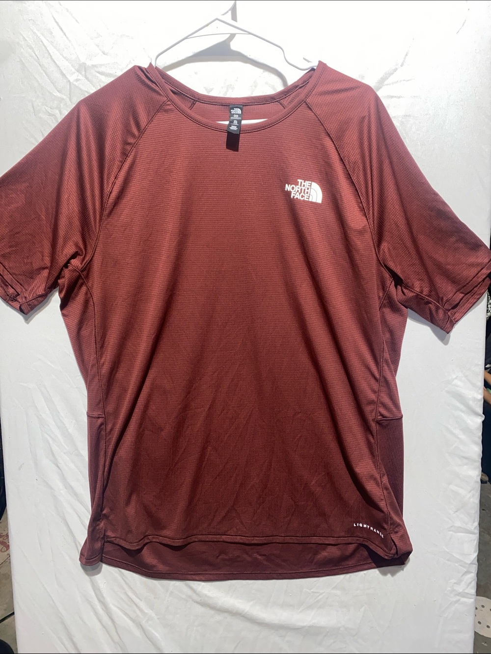 The North Face Men's Maroon Performance Tee with White Logo “light range”